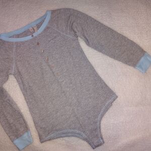 Vtg J Lo Gray and Light Blue Women's Pajama Onesie Sz m